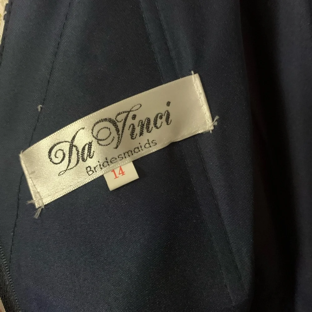 Da Vinci sz14 White Lace & Navy Chiffon Mermaid Bridesmaids Dress Floor Length - Picture 10 of 13